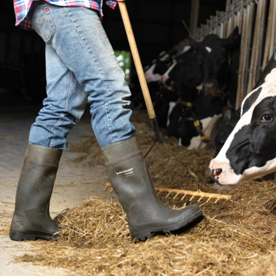 Dunlop Purofort Profesional Ful Safety calzadas por un hombre en el establo