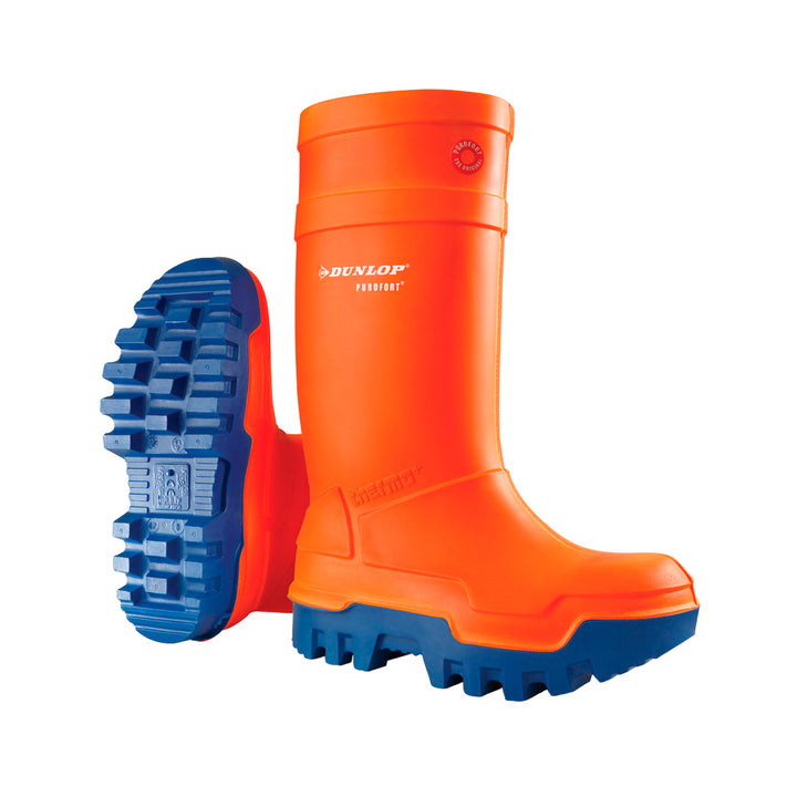 Bota Dunlop Purofort Thermo + Full Safety Naranja/Azul