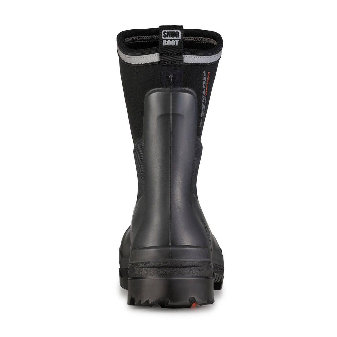 Vista trasera de la bota Dunlop Snugboot Heavy Duty Calf Full Safety Media Caña para Trabajos Pesados