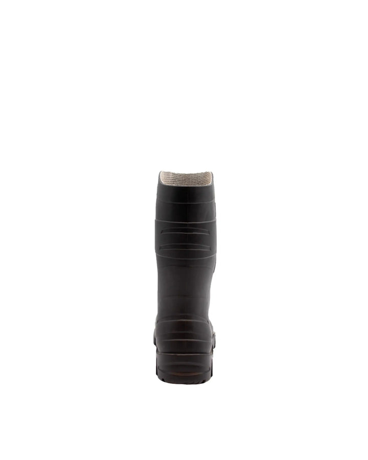 Vista trasera de la bota Dunlop Dee Negro