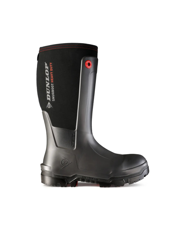 Vista lateral de la bota Dunlop Snugboot Heavy Duty Full Safety Caña Alta