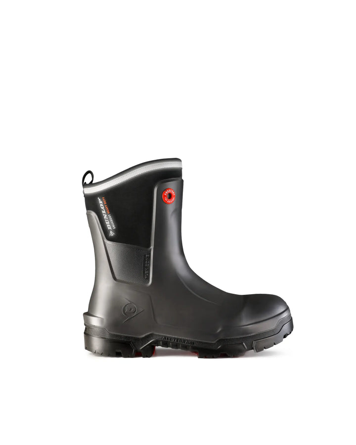 Vista lateral de la bota Dunlop Snugboot Heavy Duty Calf Full Safety Media Caña 