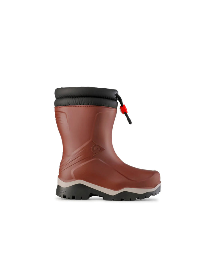 Vista lateral de la bota Dunlop Kids Blizzard Burdeos